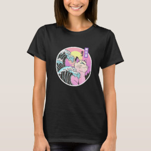 Cool Synthwave Vaporwave Aesthetic Trippy Cat On O T-Shirt
