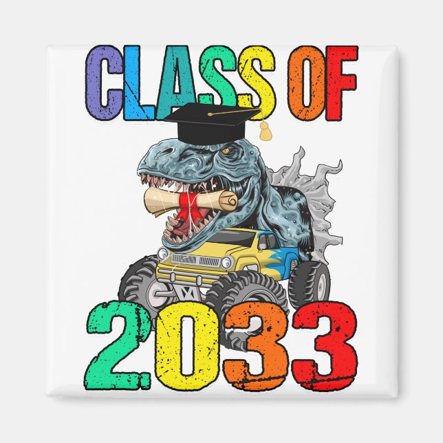 Cool T-Rex Class Of 2033 Grow With Me Graduation Magnet (Front)