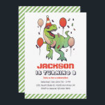 Cool T-Rex Dinosaur Kids Birthday Party Invitation<br><div class="desc">Cute design for kids,  boys or girls who love dinosaur,  dino cartoon,  T-rex and other dinosaur species. Perfect for Jurassic theme birthday party. You can customise the wording to fit other occasions.</div>