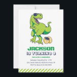 Cool T-Rex Green Dinosaur Kids Birthday Party Invitation<br><div class="desc">Cute design for kids,  boys or girls who love dinosaur,  dino cartoon,  T-rex and other dinosaur species. Perfect for Jurassic theme birthday party. You can customise the wording to fit other occasions.</div>