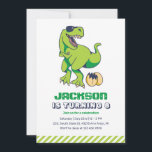Cool T-Rex Green Dinosaur Kids Birthday Party Invitation<br><div class="desc">Cute design for kids,  boys or girls who love dinosaur,  dino cartoon,  T-rex and other dinosaur species. Perfect for Jurassic theme birthday party. You can customise the wording to fit other occasions.</div>