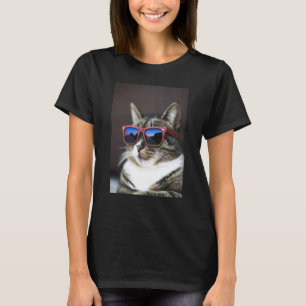 Cool Tabby Cat Wearing Sunglasses T-Shirt