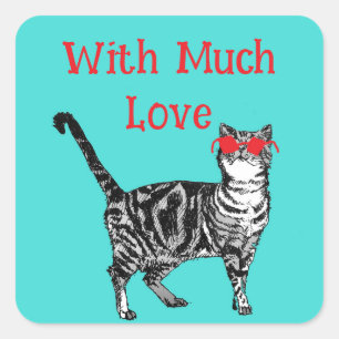 Cool Tabby Cat You Are One Cool Cat Cats Love Square Sticker