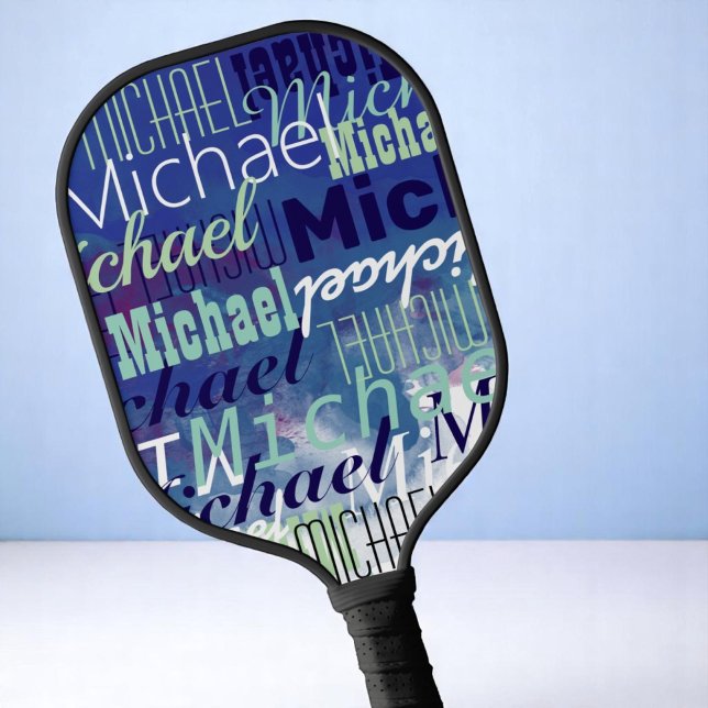 Cool TableTennis Players Name Blue Pickleball Paddle (Creator Uploaded)