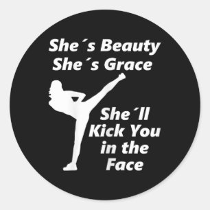 Cool Taekwondo Kickboxing Martial Arts Saying For Classic Round Sticker