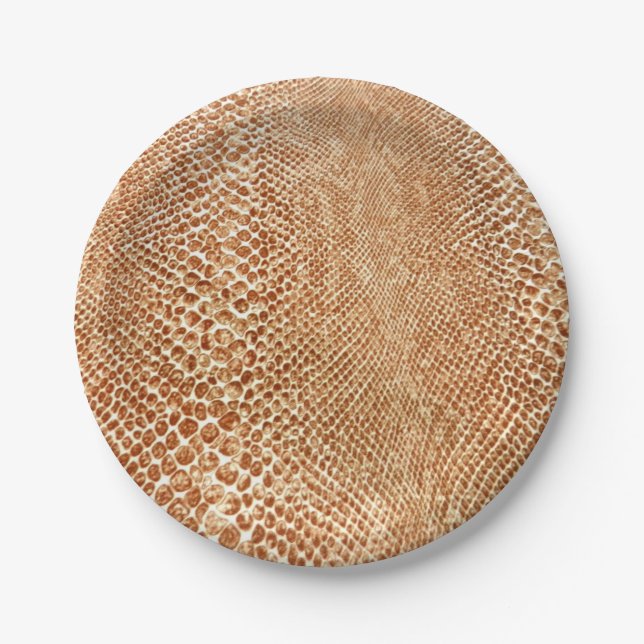 Cool Tan Snake Skin Pattern Photo Print Paper Plate (Front)