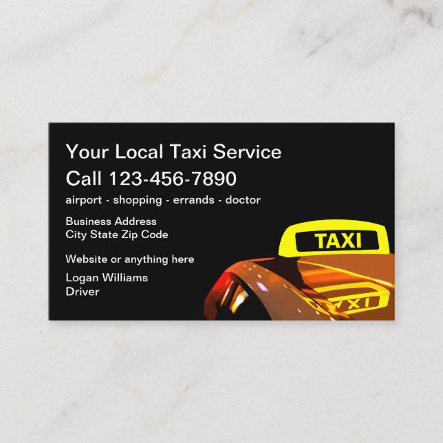 Cool Taxi Light Business Cards (Front)