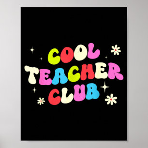 Cool teacher club retro groovy funny back to poster