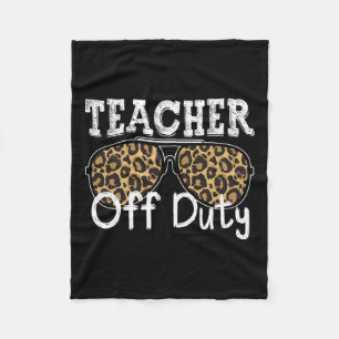 Cool Teacher Off Duty Leopard Sunglasses Back To S Fleece Blanket