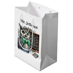 Cool Teacher owl add name Medium Gift Bag