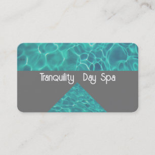 cool teal blue water tranquil spa on grey business card