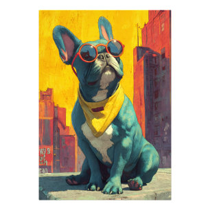 Cool Teal Frenchie Shades Photo Print