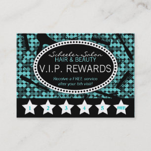 Cool Teal Glam Custom Salon Loyalty Punch Card