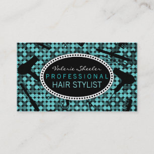 Cool Teal Glam Hair Salon Custom Business Cards