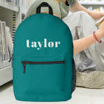 Cool Teal Modern Minimalist Trendy Personalised Printed Backpack<br><div class="desc">Introducing the Cool Teal Modern Minimalist Trendy Personalised Printed Backpack, a versatile and stylish accessory suitable for various purposes. This backpack is an excellent choice for back-to-school supplies, offering personalisation with a name for easy identification. It caters to both students and teachers, providing a unique and trendy design for personalised...</div>