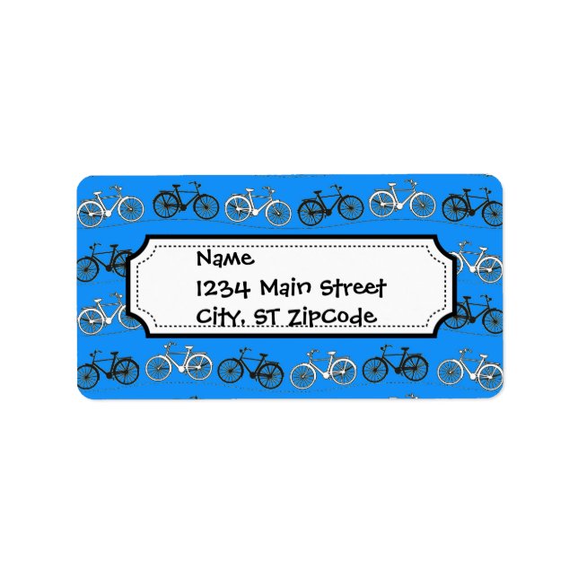 Cool Teal Turquoise Blue Vintage Bicycles Bikes Label (Front)