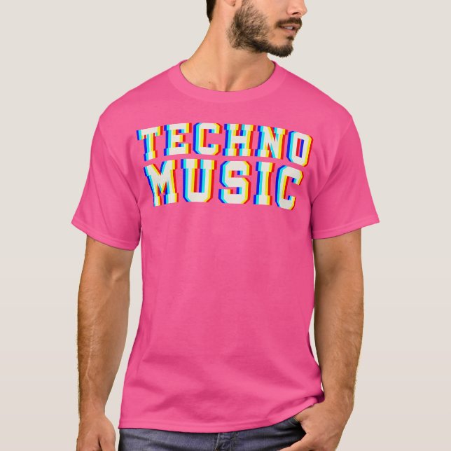Cool Techno Music Glitch Optical Illusion Trippy E T-Shirt (Front)