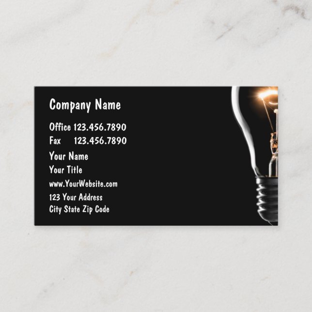 Cool Technology Electrician Business Cards (Front)