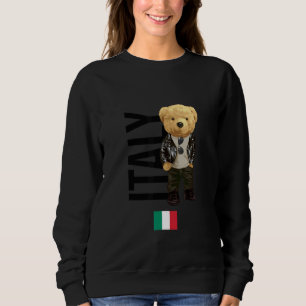 Cool Teddy Bear in Italy Style Illustration Graphi Sweatshirt