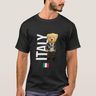Cool Teddy Bear in Italy Style Illustration Graphi T-Shirt