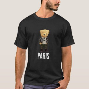 Cool Teddy Bear in Paris France Illustration Graph T-Shirt