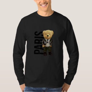 Cool Teddy Bear in Paris France Illustration Graph T-Shirt