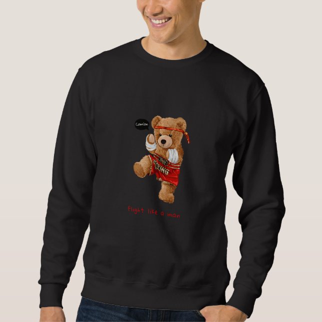 Cool Teddy Bear Man Boxing Fight Style Illustratio Sweatshirt (Front)