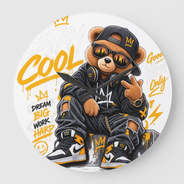 Cool Teddy Bear Wall Clock (Front)