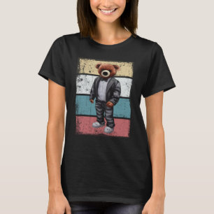 Cool teddy bear with retro background T-Shirt