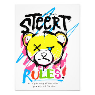Cool Teddy Street Rules Photo Print