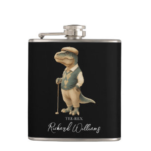 Cool Tee-Rex Golfer Dinosaur Signature Name Hip Flask