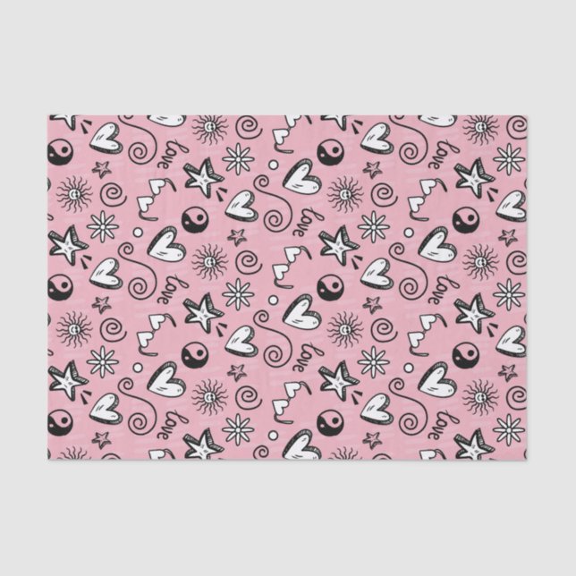 Cool Teen Love Doodle Pattern Valentine's Day Tissue Paper (Front)