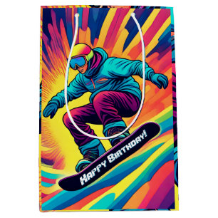 Cool Teen Snowboarder Winter Birthday Medium Gift Bag