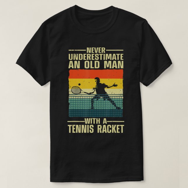 Cool Tennis Art For Grandpa Men Tennis Player Rack T-Shirt (Design Front)