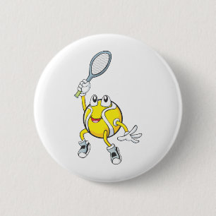 Cool Tennis Ball Holding Racquet 6 Cm Round Badge
