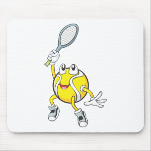 Cool Tennis Ball Holding Racquet Mouse Pad