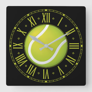 Cool Tennis ball   Time for Sports Square Wall Clock