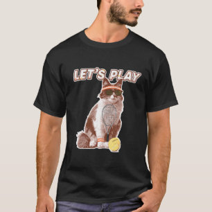 Cool Tennis Cat Wearing Sunglasses Tennis Racket B T-Shirt