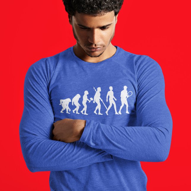 Cool Tennis evolution, blue adult long sleeve T-Shirt (Creator Uploaded)
