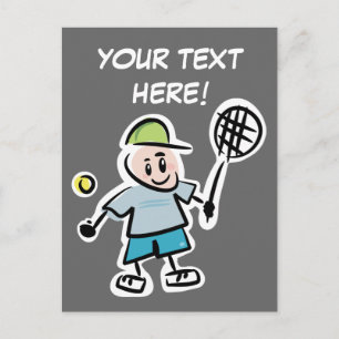 Cool tennis postcard with funny cartoon