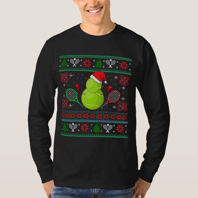 Cool Tennis Santa Hat Ugly Christmas Sweater (Front)