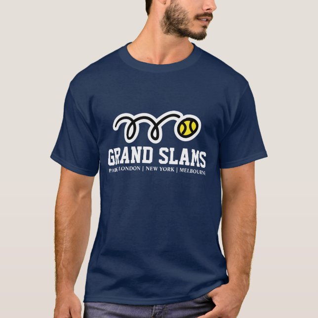 Cool tennis t-shirt with all Grand Slam cities (Front)