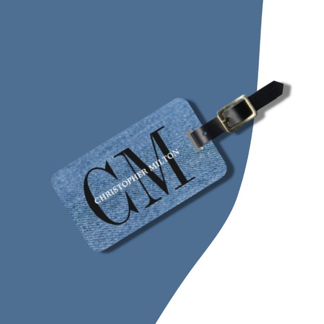 Cool Texture Jeans Black Bold Monogram Luggage Tag (Creator Uploaded)