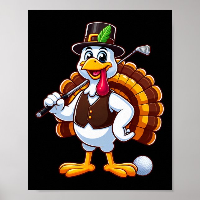 Cool Thanksgiving Golf Gobble Player Turkey Golf M Poster (Front)