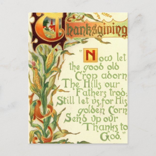 cool Thanksgiving poem vintage  Postcard (Front)