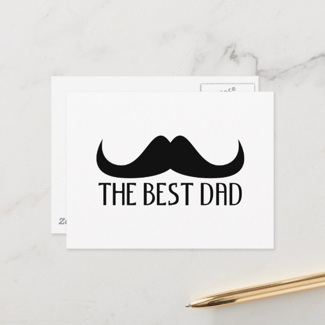 Cool The best Dad Black Moustache Father's Day Postcard (Front/Back In Situ)