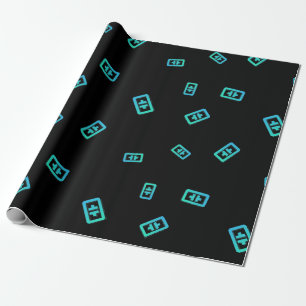 Cool Theta Cryptocurrency Coin Sign Pattern Wrapping Paper