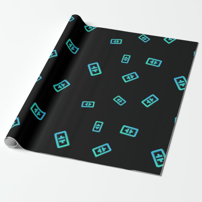Cool Theta Cryptocurrency Coin Sign Pattern Wrapping Paper (Unrolled)