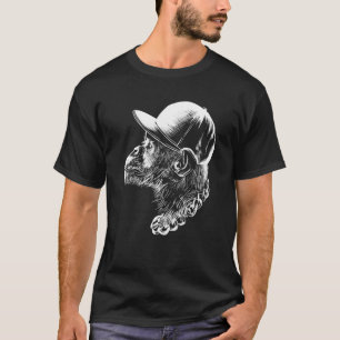 Cool Thug Monkey Head With Cap And Necklace Funny T-Shirt