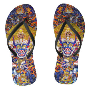 Cool tibetan thangka god mandala tattoo Yamantaka Jandals